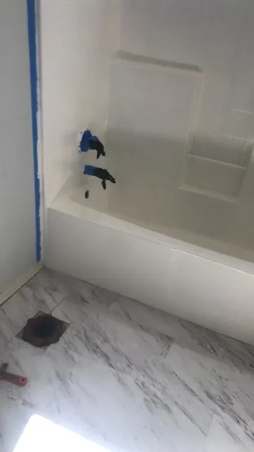 Bathroom finishes during work