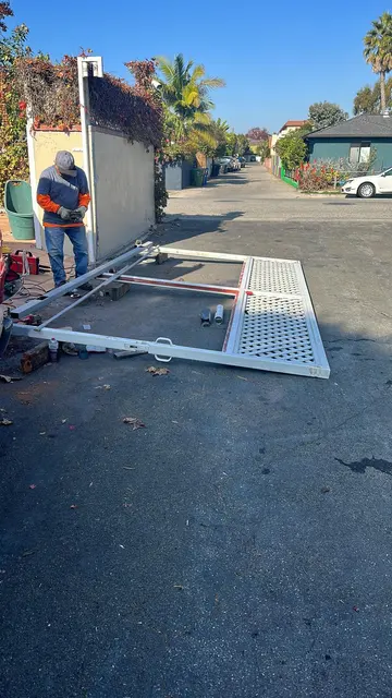 On-site work on a gate frame